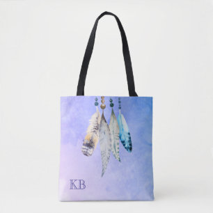 Tote Bag Aquarelle Perles et plumes Design Aquarelle