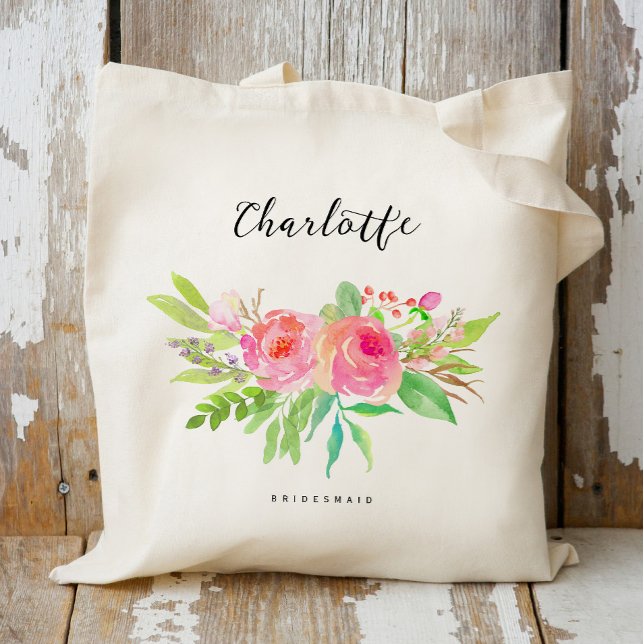 Tote Bag Aquarelle personnalisée Fleur de la servante (Créateur téléchargé)