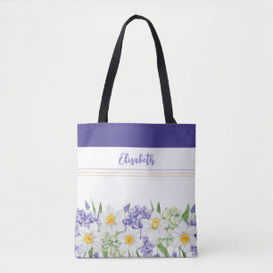 Tote Bag Aquarelle personnalisée Florale - Nom personnalisé