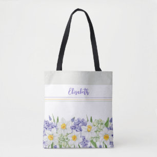 Tote Bag Aquarelle personnalisée Florale - Nom personnalisé