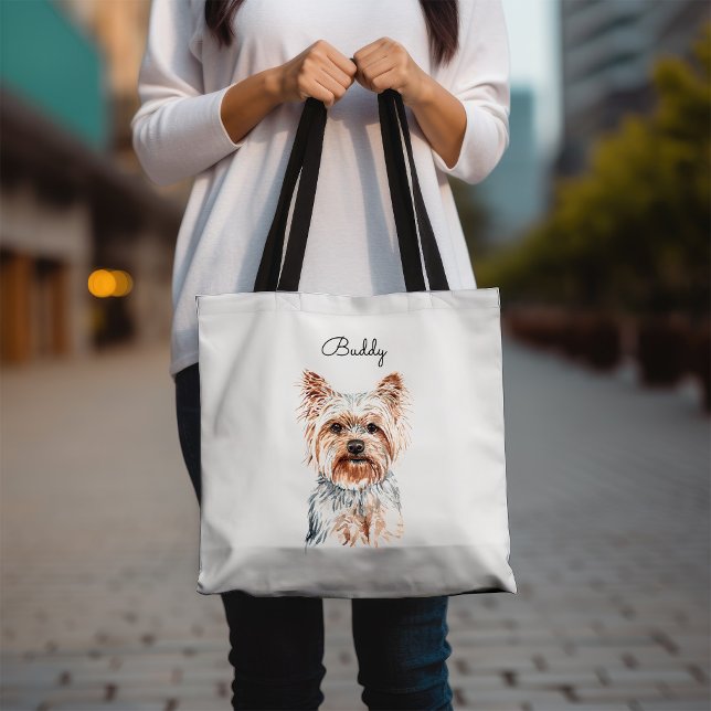 Tote Bag Aquarelle personnalisée Yorkie (Créateur téléchargé)