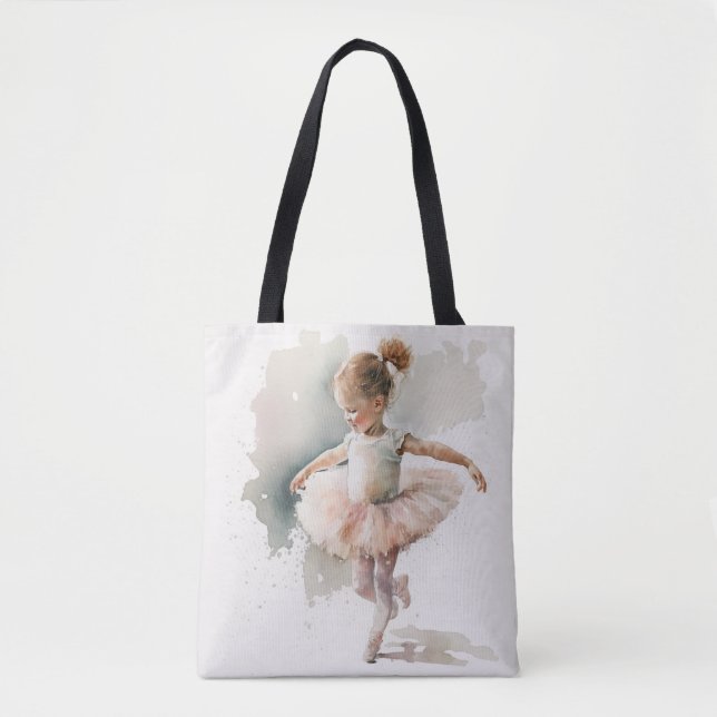 Tote Bag aquarelle petite, latina mignonne en robe rose (Devant)