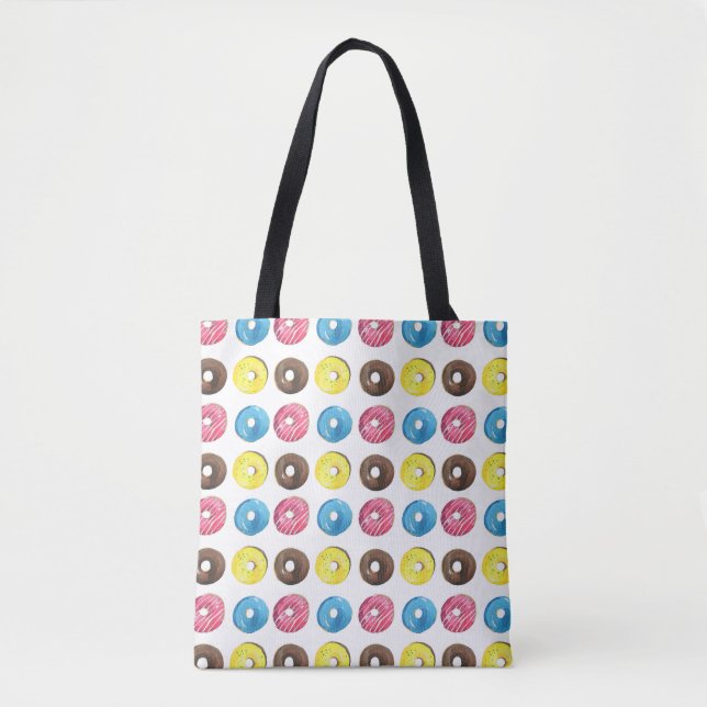 Tote Bag Aquarelle petits beignets, motif sans soudure. (Devant)