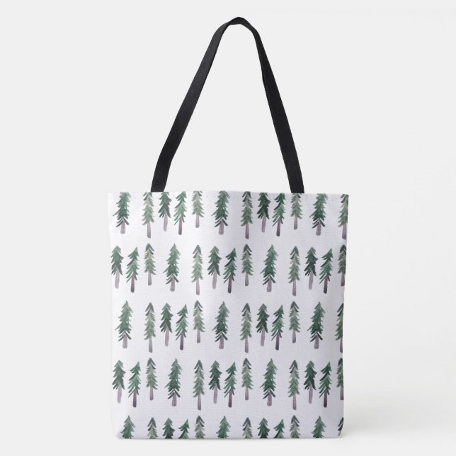 Tote Bag Aquarelle Pine Trees Motif forestier (Devant)