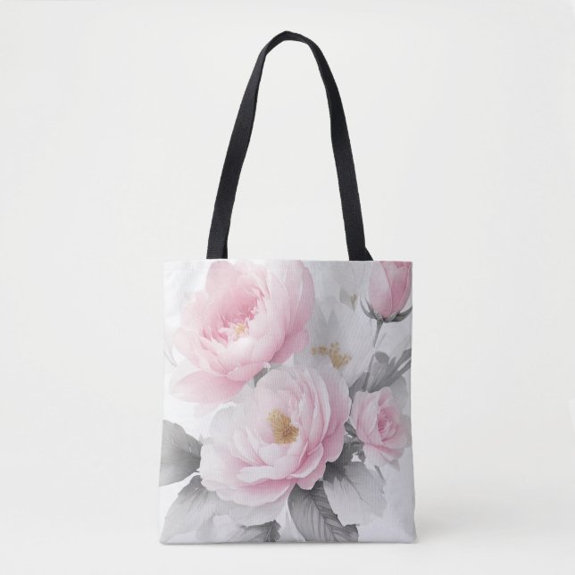 Tote Bag Aquarelle Pink Peonies (Devant)