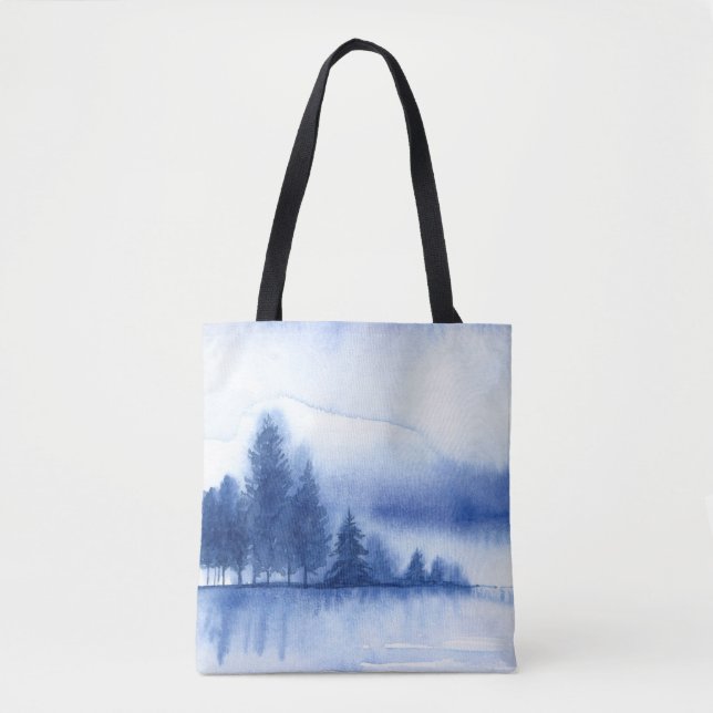 Tote Bag Aquarelle Pins d'hiver (Devant)