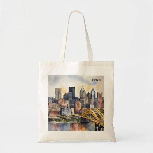 Tote Bag Aquarelle Pittsburgh Cityscape (Devant)