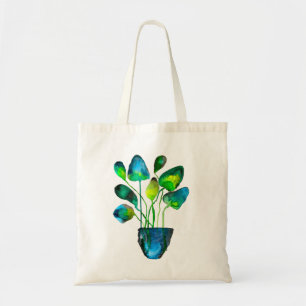 Tote Bag Aquarelle plante art vert et bleu abstrait