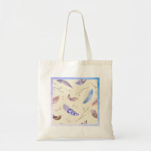 Tote Bag Aquarelle Plumes Feuilles et Branches Motif