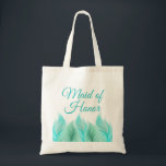 Tote Bag Aquarelle Plumes Maid of Honor Mariage<br><div class="desc">Ce design clair et aéré présente des plumes d'aquarelle dans les tons cool de bleu, d'aqua et de vert. Il se coordonne avec la "Collection Mariage de plumes d'aquarelle". Utilisez pour les faveurs de mariage ou comme élément de commodité lors des mariages de destination. Les Totes sont disponibles dans ce...</div>