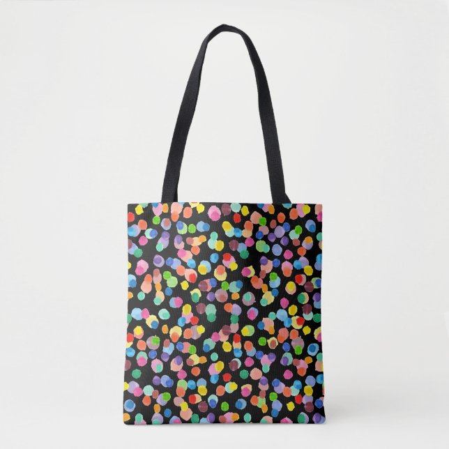 Tote Bag Aquarelle Polka Dot, Arrière - plan de Pâques. (Devant)