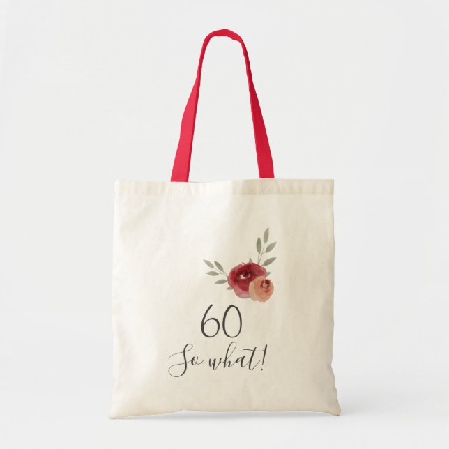 Tote Bag Aquarelle positive Roses Floral 60e anniversaire (Devant)