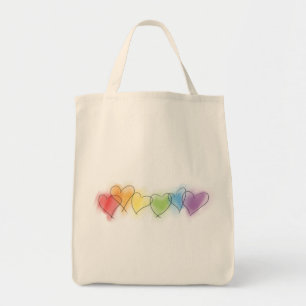 Tote Bag Aquarelle Rainbow Hearts