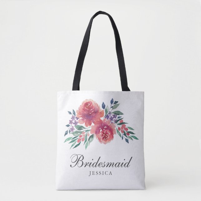 Tote Bag Aquarelle romantique Florale (Devant)