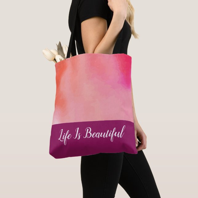 Tote Bag Aquarelle rose clair (De près)