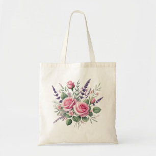Tote Bag Aquarelle rose délicate Design floral