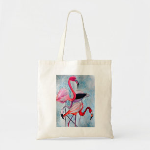 Tote Bag Aquarelle rose flamand coloré