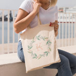 Tote Bag Aquarelle rose Fleur couronne Monogramme<br><div class="desc">Aquarelle rose Fleur Wreath Design monogramme.</div>