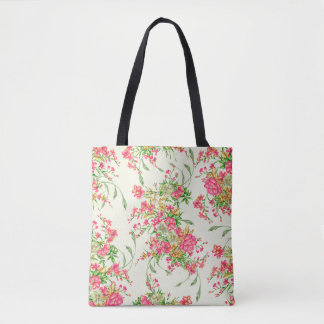 Tote Bag aquarelle rose fleur motif abstrait, art, dos