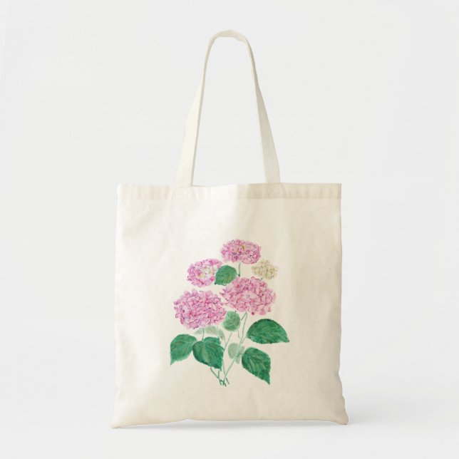 Tote Bag aquarelle rose hydrangea (Devant)