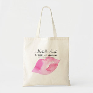 Tote Bag Aquarelle rose lèvres maquillage marque