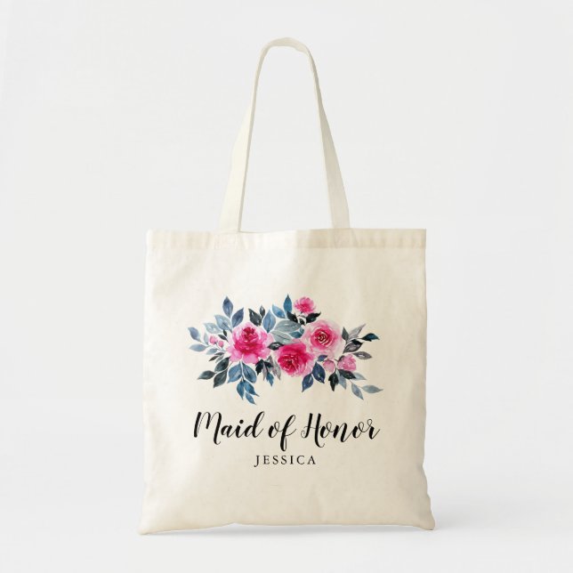 Tote Bag Aquarelle Rose Mariage Maid Of Honor (Devant)