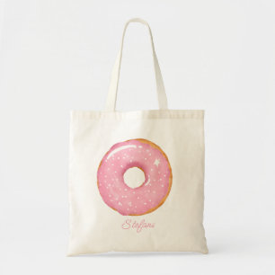 Tote Bag Aquarelle rose mignonne Donut avec arrosage person