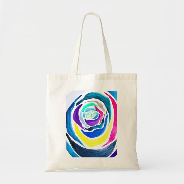 Tote Bag Aquarelle rose pop art bleu (Devant)