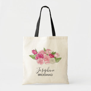 Tote Bag Aquarelle rose Roses mariée de la fête de mariage