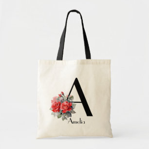 Tote Bag Aquarelle rose rouge rose A Monogram Bridesmaid
