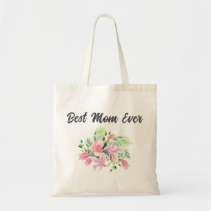 Tote Bag Aquarelle rose Vert Floral Meilleure Maman Jamais
