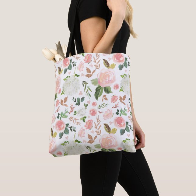 Tote Bag Aquarelle Roses Et Bufs (De près)