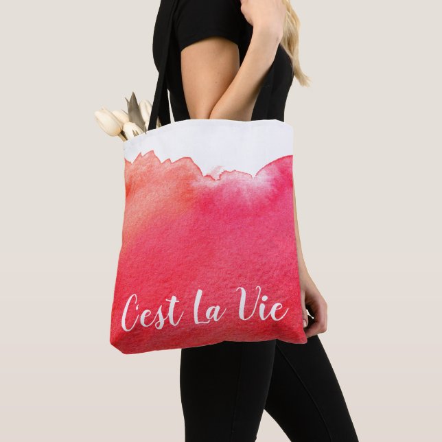 Tote Bag Aquarelle rouge C'est La Vie (De près)