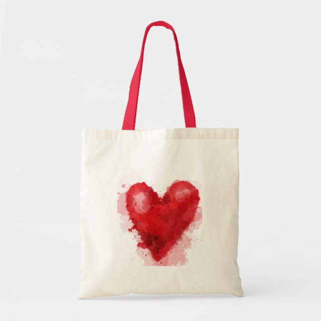 Tote Bag Aquarelle rouge coeur gothique fille valentine (Devant)