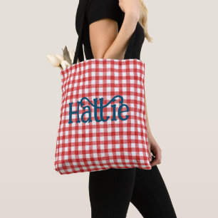 Tote Bag Aquarelle rouge En vichy personnalisée