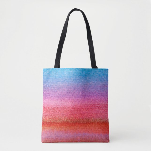 Tote Bag Aquarelle - Rouge et Bleu (Devant)