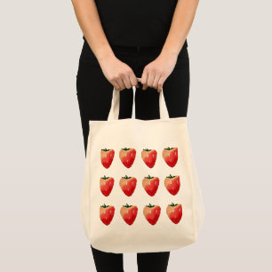 Tote Bag Aquarelle rouge fraise mignonne