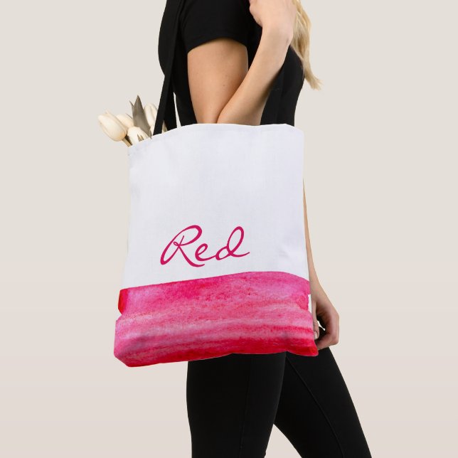 Tote Bag Aquarelle rouge rubis minimaliste (De près)