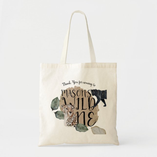 Tote Bag Aquarelle Safari Wild Un animal fête d'anniversair (Devant)