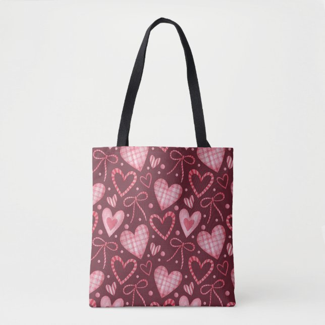 Tote Bag Aquarelle Saint-Valentin : rose Bourgogne (Devant)