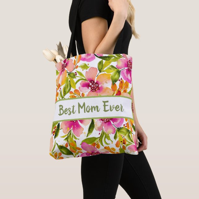 Tote Bag Aquarelle Serena personnalisée Floral (De près)