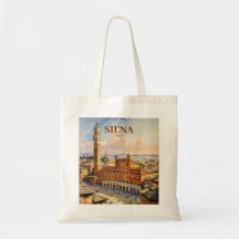 Aquarelle Sienne Italie Vintage Piazza del Campo
