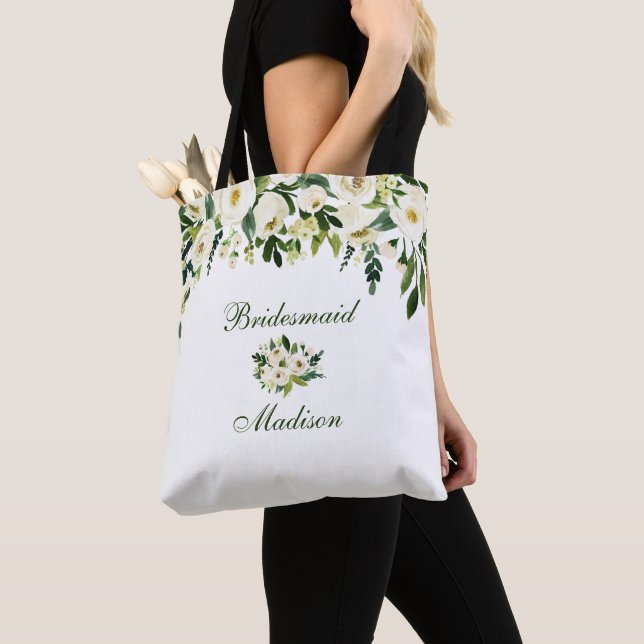 Tote Bag Aquarelle Sirène d'eau verte et blanche (De près)