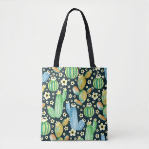 Tote Bag Aquarelle Succulente Cactus Motif Floral