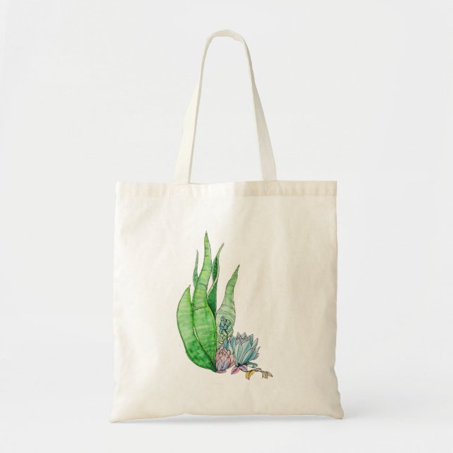 Tote Bag Aquarelle Succulente Végétation Botanique (Devant)