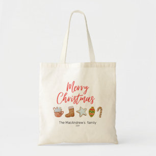 Tote Bag Aquarelle sucre de canne de boissons de Noël
