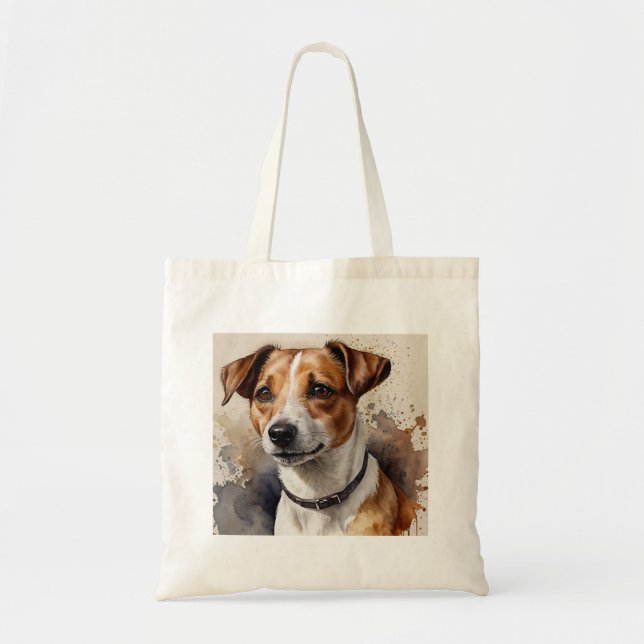 Tote Bag Aquarelle tendance Jack Russell Terrier (Devant)