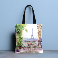 Aquarelle Tour Eiffel Paris Café français