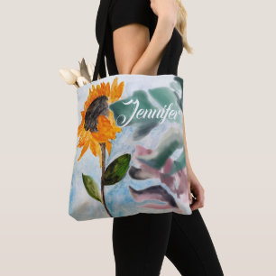 Tote Bag Aquarelle Tournesol Tropical Peinture botanique
