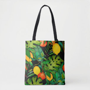 Tote Bag Aquarelle transparente motif avec feuilles tropica